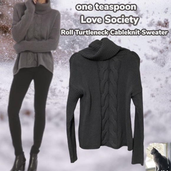 NWOT $149 One Teaspoon Love Society Roll Turtleneck Cableknit